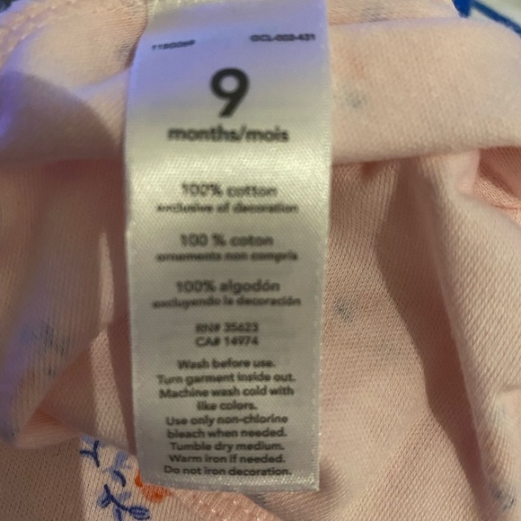 Carter’s Pink Floral Footie Pajamas 9 Months New With Tag - Picture 8 of 10